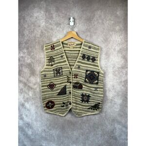 VTG Woolrich Rugged Outdoorwear Wool Sweater Vest Hand Framed Hong Kong S